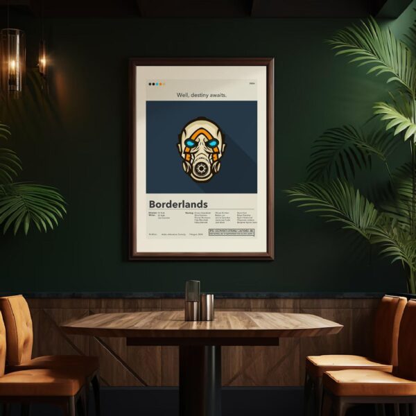 Mid-century modern Borderlands movie poster with 20th century art style