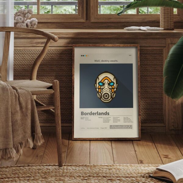 Mid-century modern Borderlands movie poster with 20th century art style