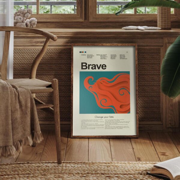 Mid-century modern Brave movie poster from 20th Century Studios