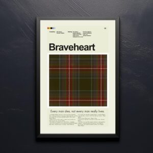 Braveheart movie poster by 20th Century Studios in mid-century modern style