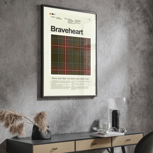 Braveheart movie poster by 20th Century Studios in mid-century modern style