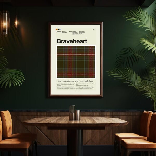 Braveheart movie poster by 20th Century Studios in mid-century modern style