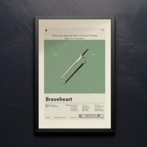 Mid-century modern Braveheart movie poster with house design elements