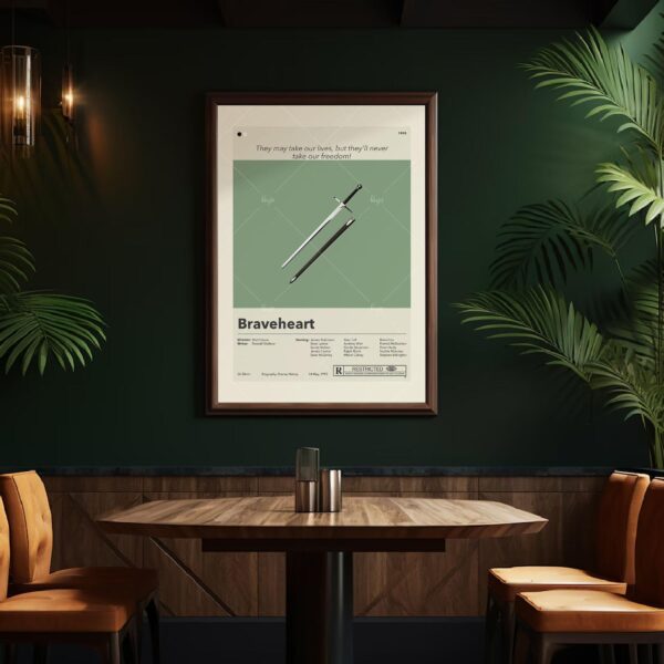 Mid-century modern Braveheart movie poster with house design elements
