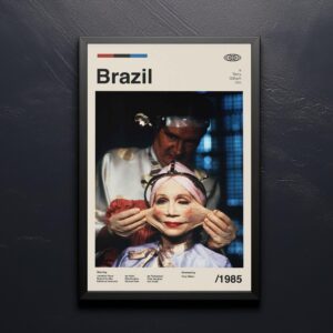 Mid-century modern Brazil movie poster design with vintage typography