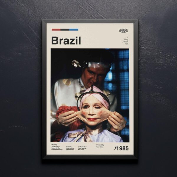 Mid-century modern Brazil movie poster design with vintage typography