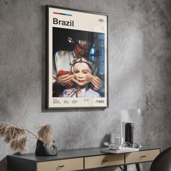 Mid-century modern Brazil movie poster design with vintage typography