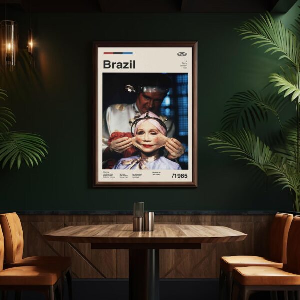 Mid-century modern Brazil movie poster design with vintage typography