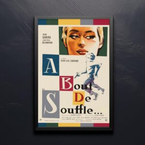 Breathless movie poster in mid-century modern style with bold graphic design