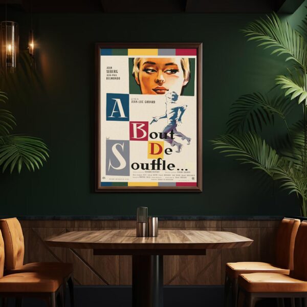 Breathless movie poster in mid-century modern style with bold graphic design