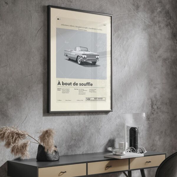 Breathless movie poster mid-century modern style wall art