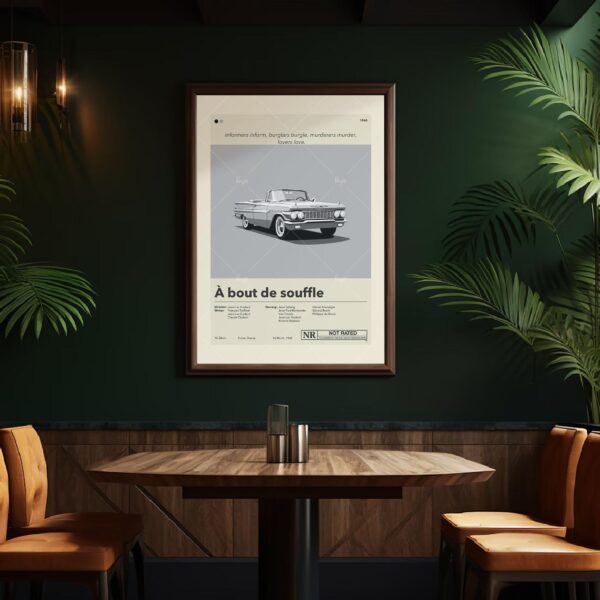 Breathless movie poster mid-century modern style wall art