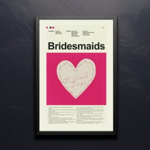 Mid-century modern Bridesmaids movie poster design with retro style