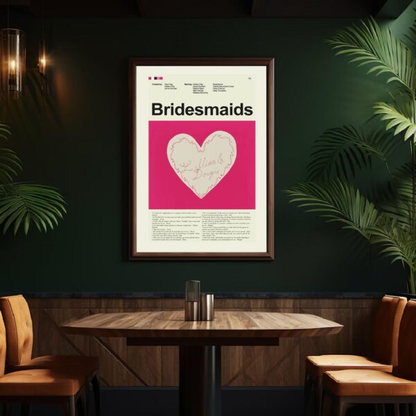 Mid-century modern Bridesmaids movie poster design with retro style