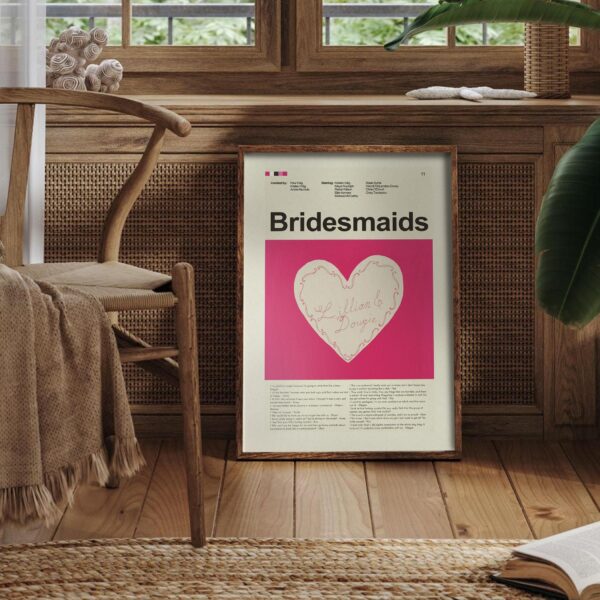 Mid-century modern Bridesmaids movie poster design with retro style