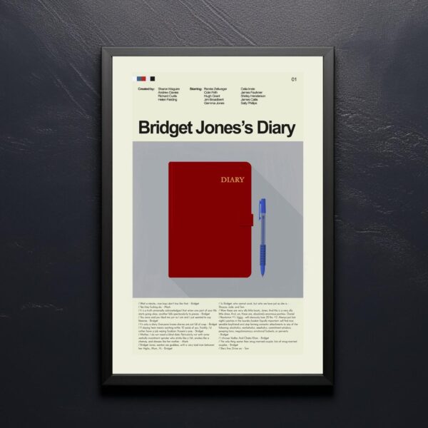 Mid-century modern Bridget Jones's Diary movie poster print