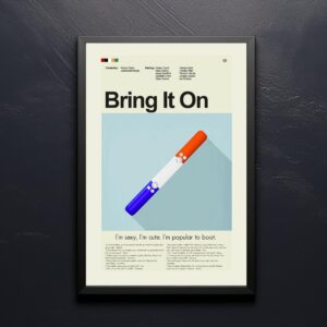 Mid-century modern poster of Bring It On movie artwork and title