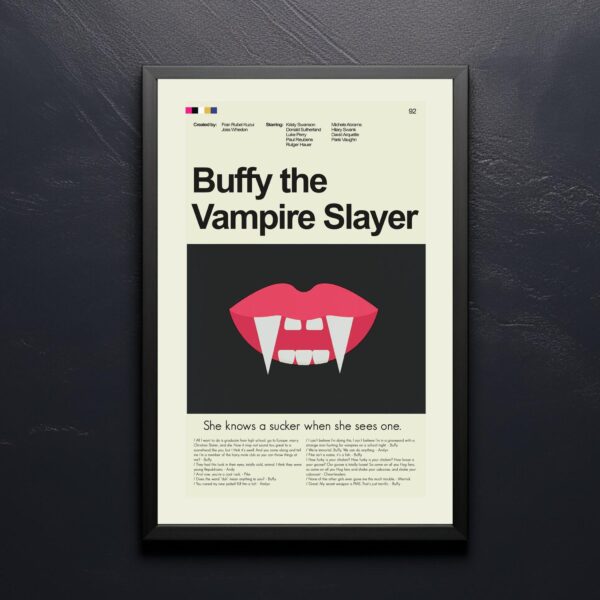 Vintage mid-century modern Buffy the Vampire Slayer movie poster art