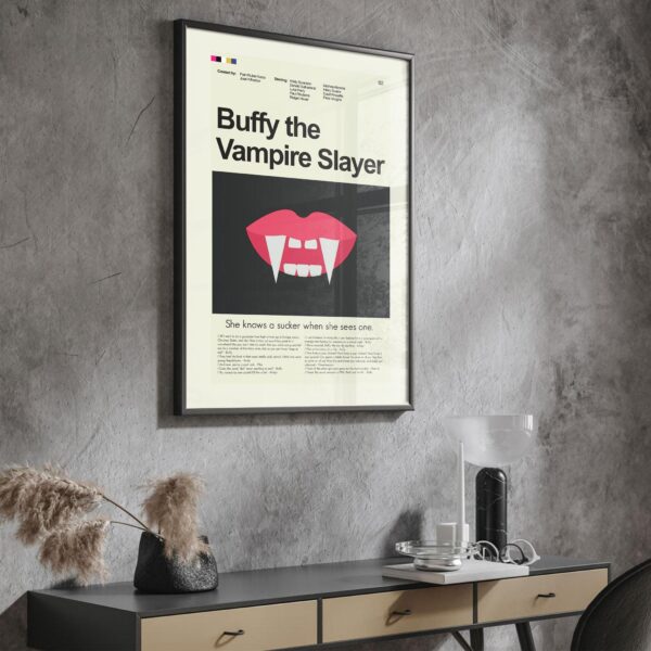 Vintage mid-century modern Buffy the Vampire Slayer movie poster art