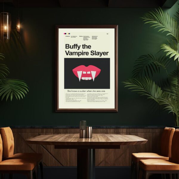 Vintage mid-century modern Buffy the Vampire Slayer movie poster art