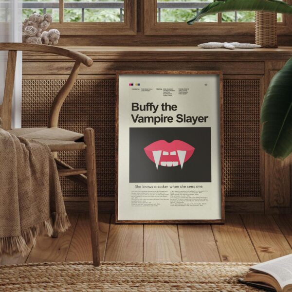 Vintage mid-century modern Buffy the Vampire Slayer movie poster art