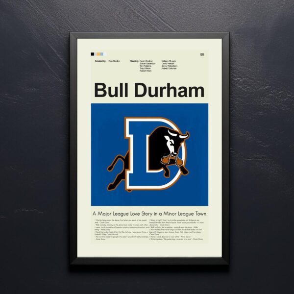 Mid-century modern style Bull Durham movie poster artwork