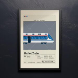 Mid-century modern Bullet Train movie poster wall art with retro design