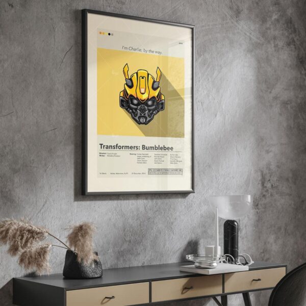 Mid-century modern Bumblebee movie poster with retro design elements