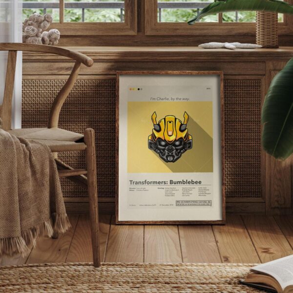 Mid-century modern Bumblebee movie poster with retro design elements