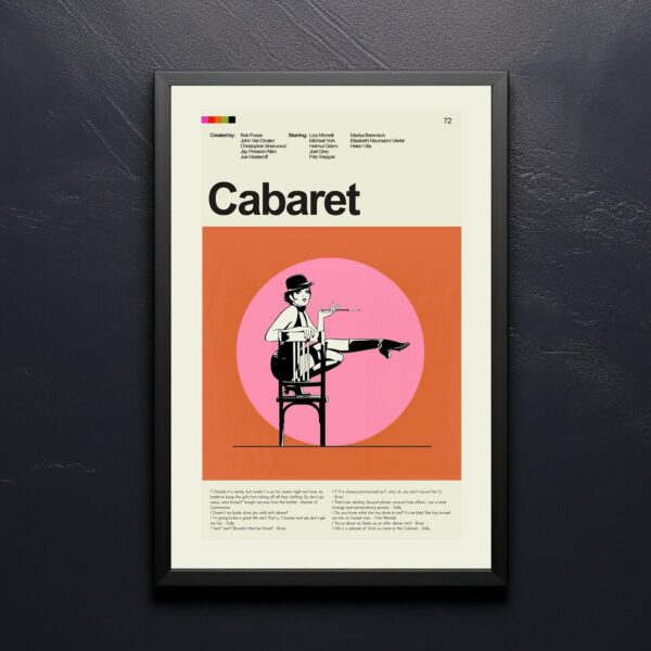Large mid-century modern Cabaret movie poster with vintage design