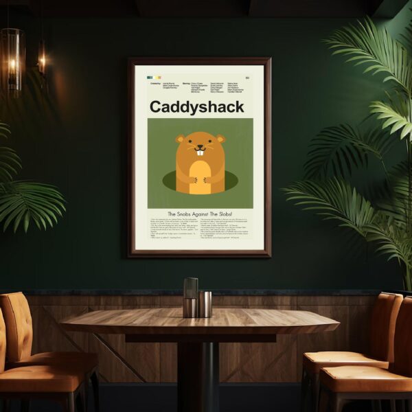 Caddyshack movie poster in mid-century modern style with retro design elements