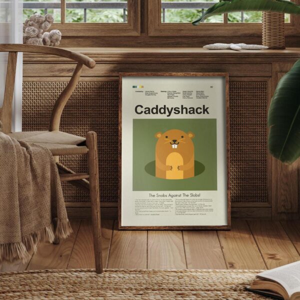 Caddyshack movie poster in mid-century modern style with retro design elements