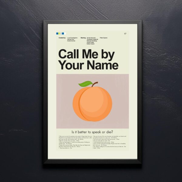 Mid-century modern poster of a house from Call Me by Your Name movie