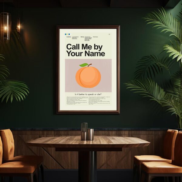 Mid-century modern poster of a house from Call Me by Your Name movie