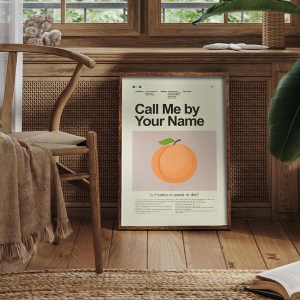 Mid-century modern poster of a house from Call Me by Your Name movie