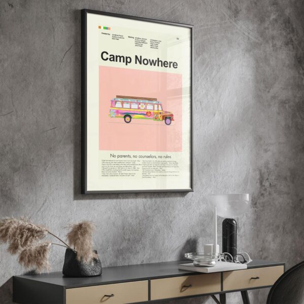 Mid-century modern Camp Nowhere vintage movie poster artwork