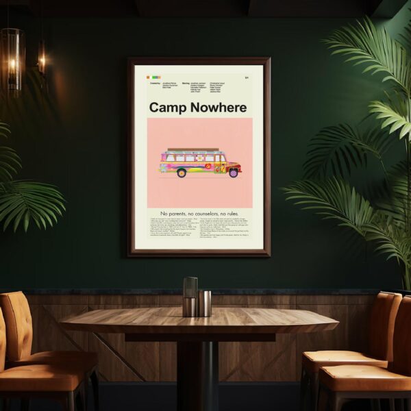 Mid-century modern Camp Nowhere vintage movie poster artwork