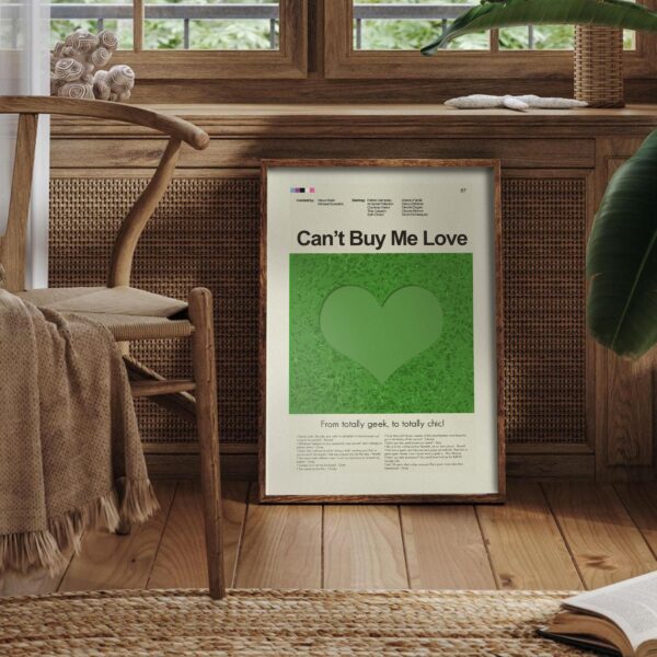 Mid-century modern Can't Buy Me Love movie advertising poster art
