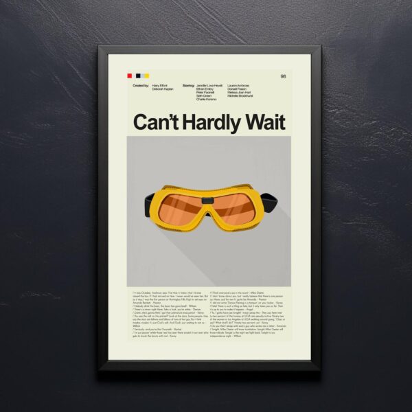 Mid-century style Can't Hardly Wait movie poster with retro design elements