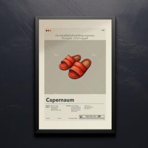 Mid-century modern Capernaum movie poster with vintage design elements