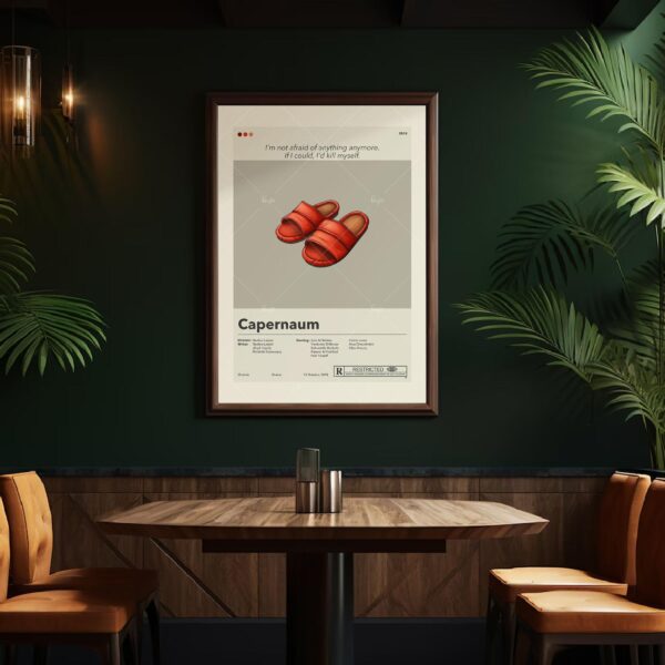 Mid-century modern Capernaum movie poster with vintage design elements