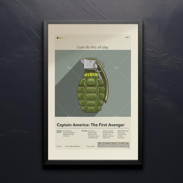 Mid-century modern style Captain America: The First Avenger movie poster