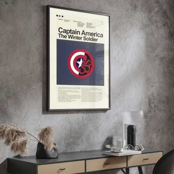 Mid-century modern poster of Captain America The Winter Soldier movie