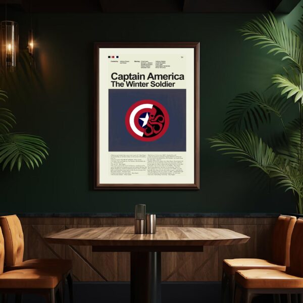 Mid-century modern poster of Captain America The Winter Soldier movie
