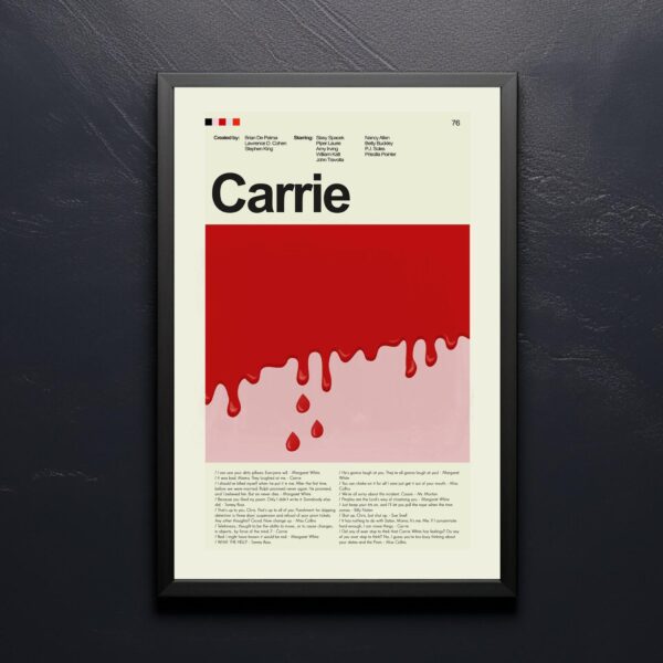 Mid-century modern Carrie movie poster with minimalist vintage design