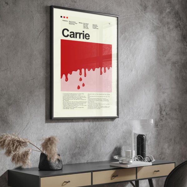 Mid-century modern Carrie movie poster with minimalist vintage design