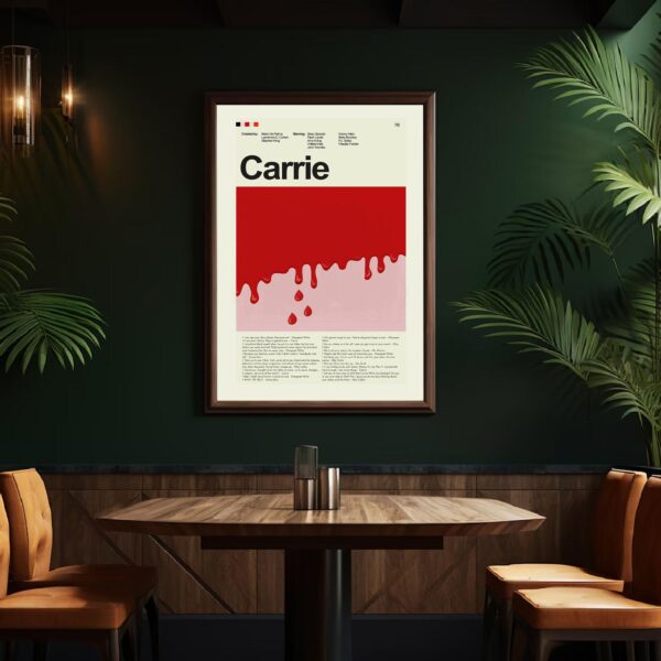 Mid-century modern Carrie movie poster with minimalist vintage design