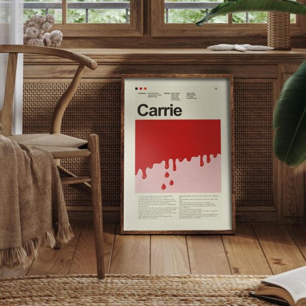 Mid-century modern Carrie movie poster with minimalist vintage design