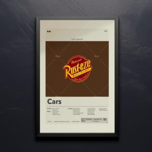 Mid-century modern graphic design poster of a Cars movie theme