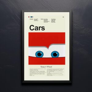 Mid-century modern vintage Cars movie poster with classic car illustration